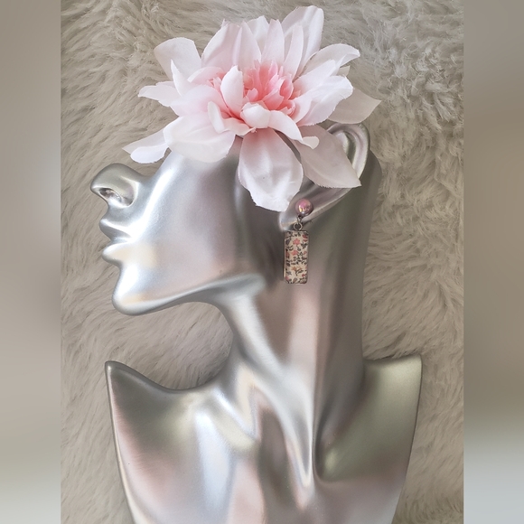 Handmade Pink Pearl Glass Spring Earrings - Picture 2 of 9